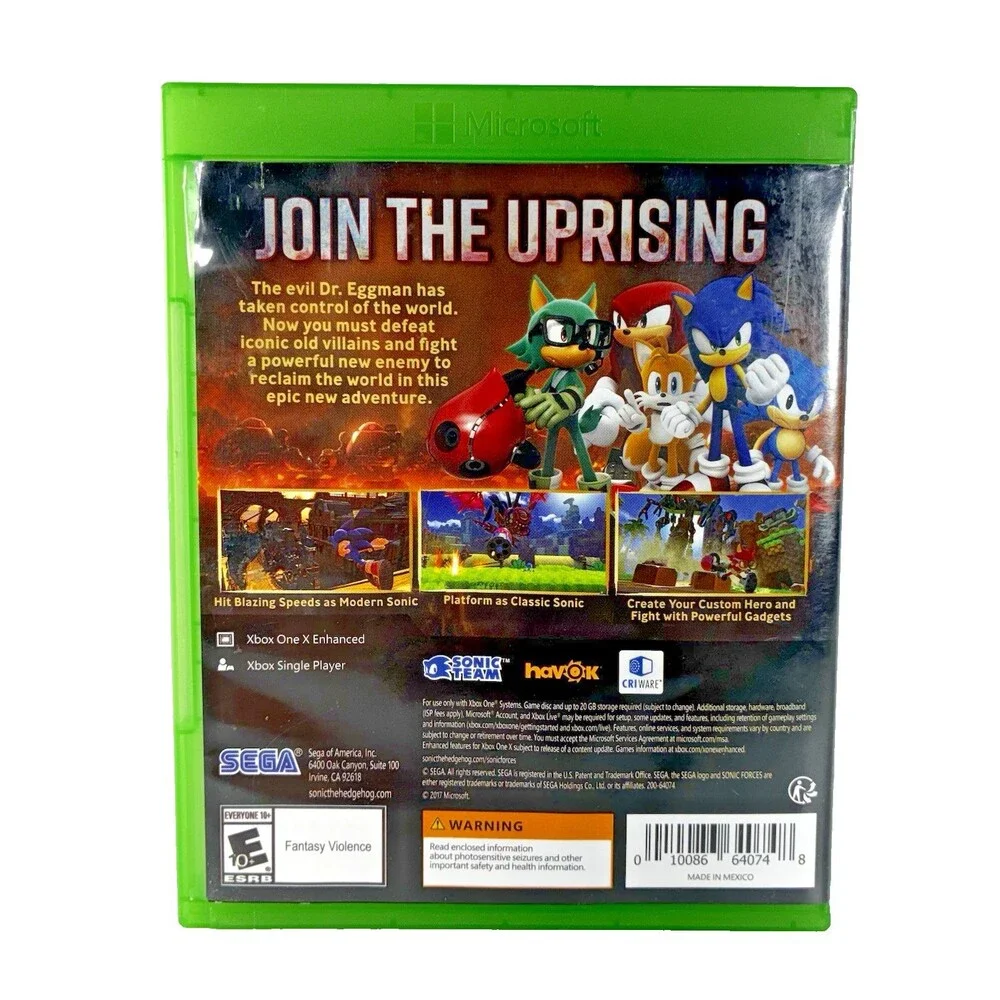 Sonic Forces Microsoft Xbox One 2017 Sega with Insert Tested